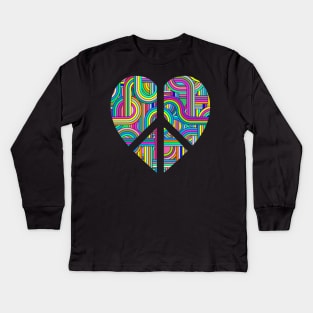 Abstract Heart Peace Sign Kids Long Sleeve T-Shirt